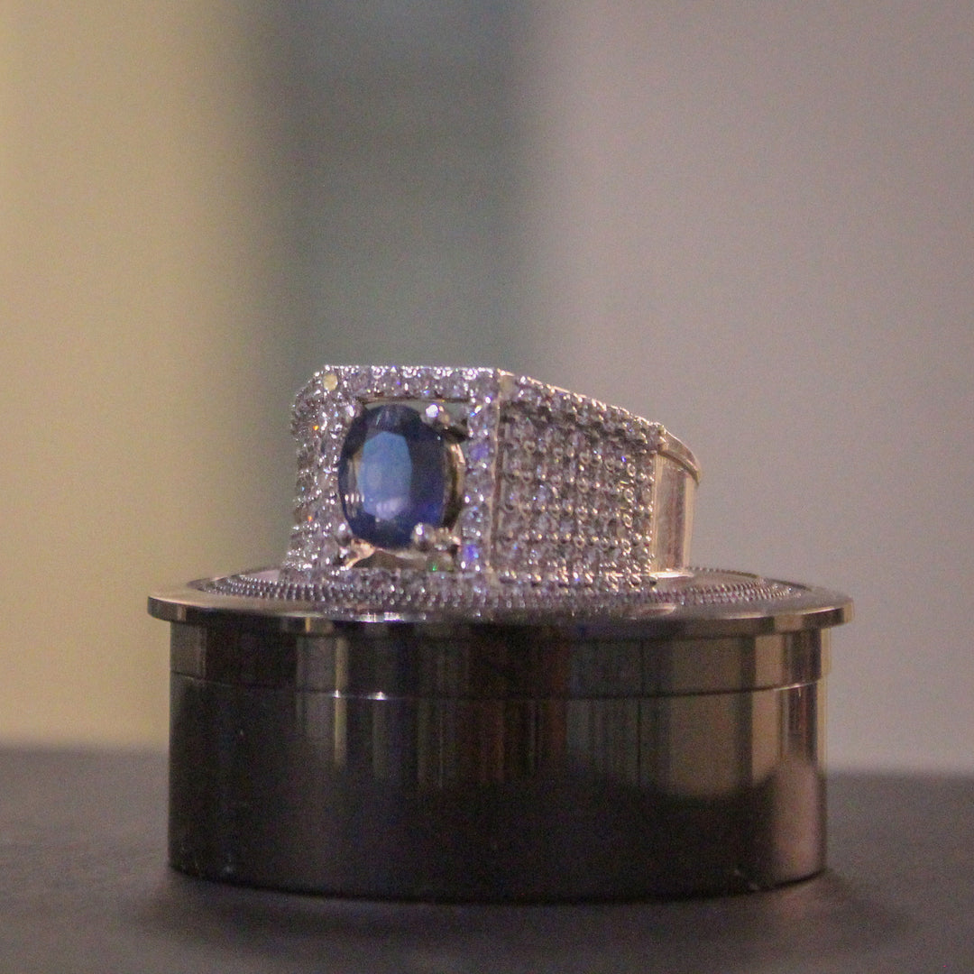 Ceylon Blue Sapphire 2 Carats: Lab-Certified with 210 Diamonds