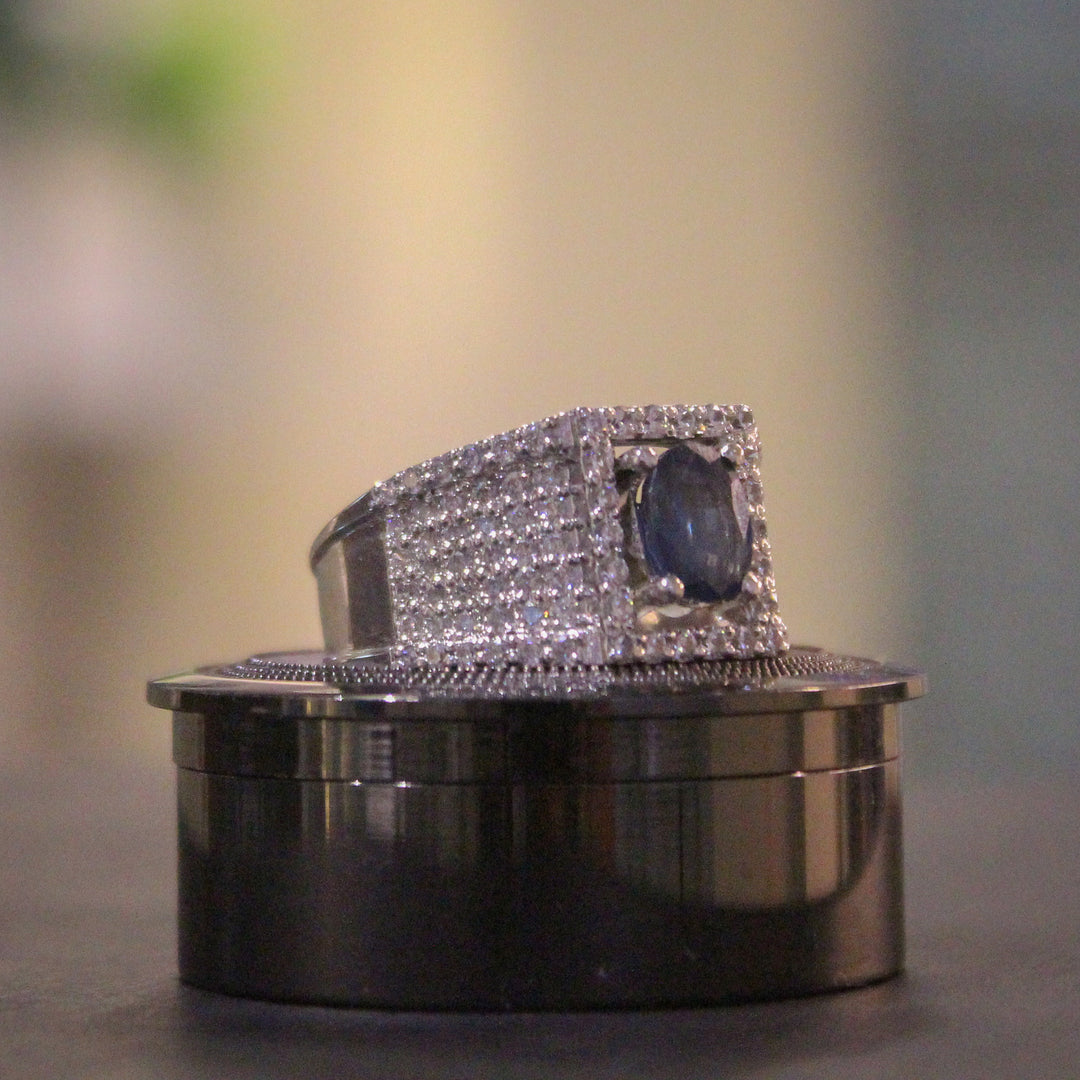 Ceylon Blue Sapphire 2 Carats: Lab-Certified with 210 Diamonds