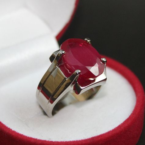 10 Carat Natural Ruby Gemstone Ring in 925 Silver - Grade 1 Quality