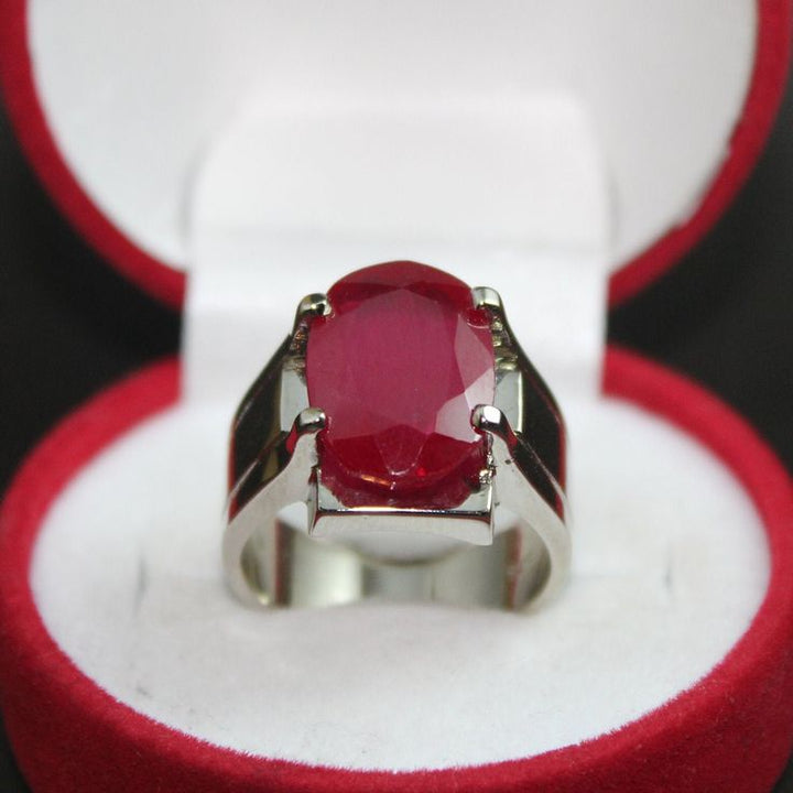 10 Carat Natural Ruby Gemstone Ring in 925 Silver - Grade 1 Quality