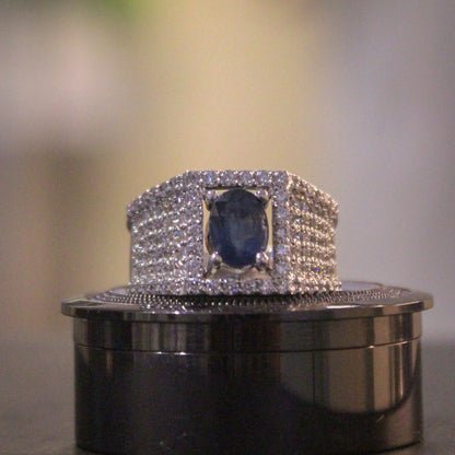 Ceylon Blue Sapphire 2 Carats: Lab-Certified with 210 Diamonds