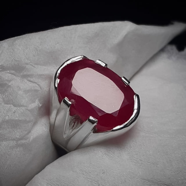 Buy 10 Carats Ruby Silver Ring for Men's