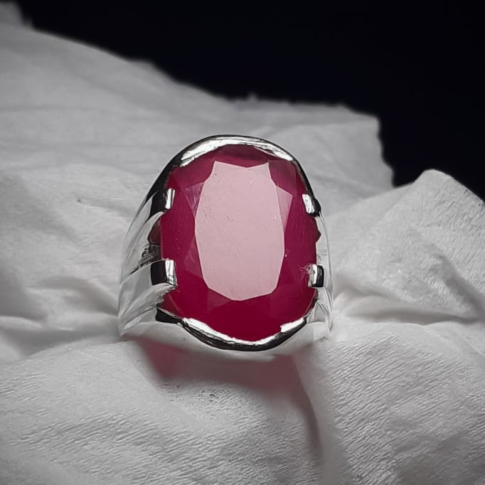 Buy 10 Carats Ruby Silver Ring for Men's