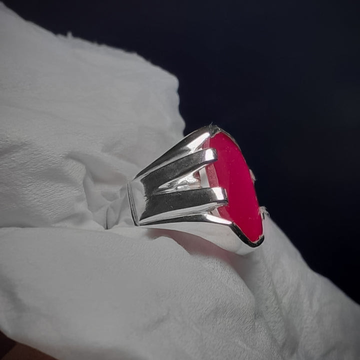 Buy 10 Carats Ruby Silver Ring for Men's