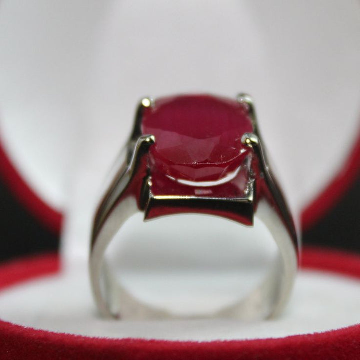 10 Carat Natural Ruby Gemstone Ring in 925 Silver - Grade 1 Quality