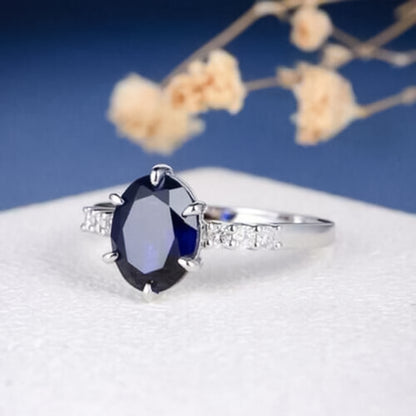 Buy (good quality), blue sapphire, silver ring, 8 carat