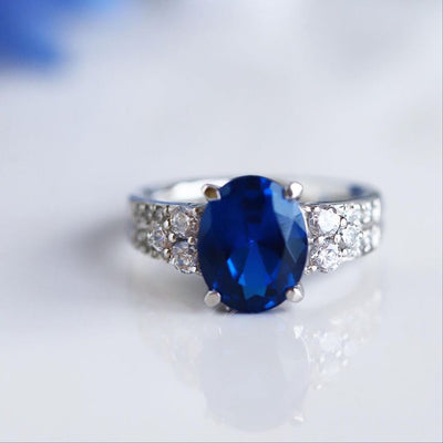 Natural Blue Sapphire 8 Carats (Grade 1) Silver Ring