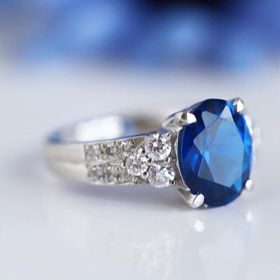 Natural Blue Sapphire 8 Carats (Grade 1) Silver Ring