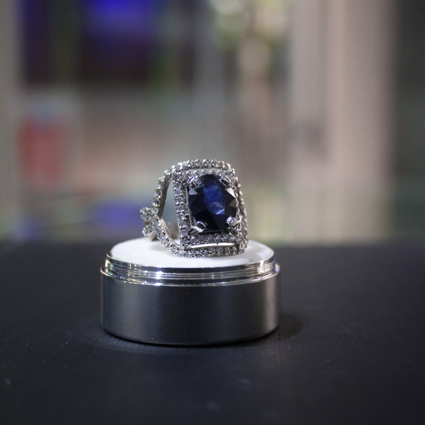 Buy 7-Carats Blue Sapphire in 925 Pure Silver Women's Ring