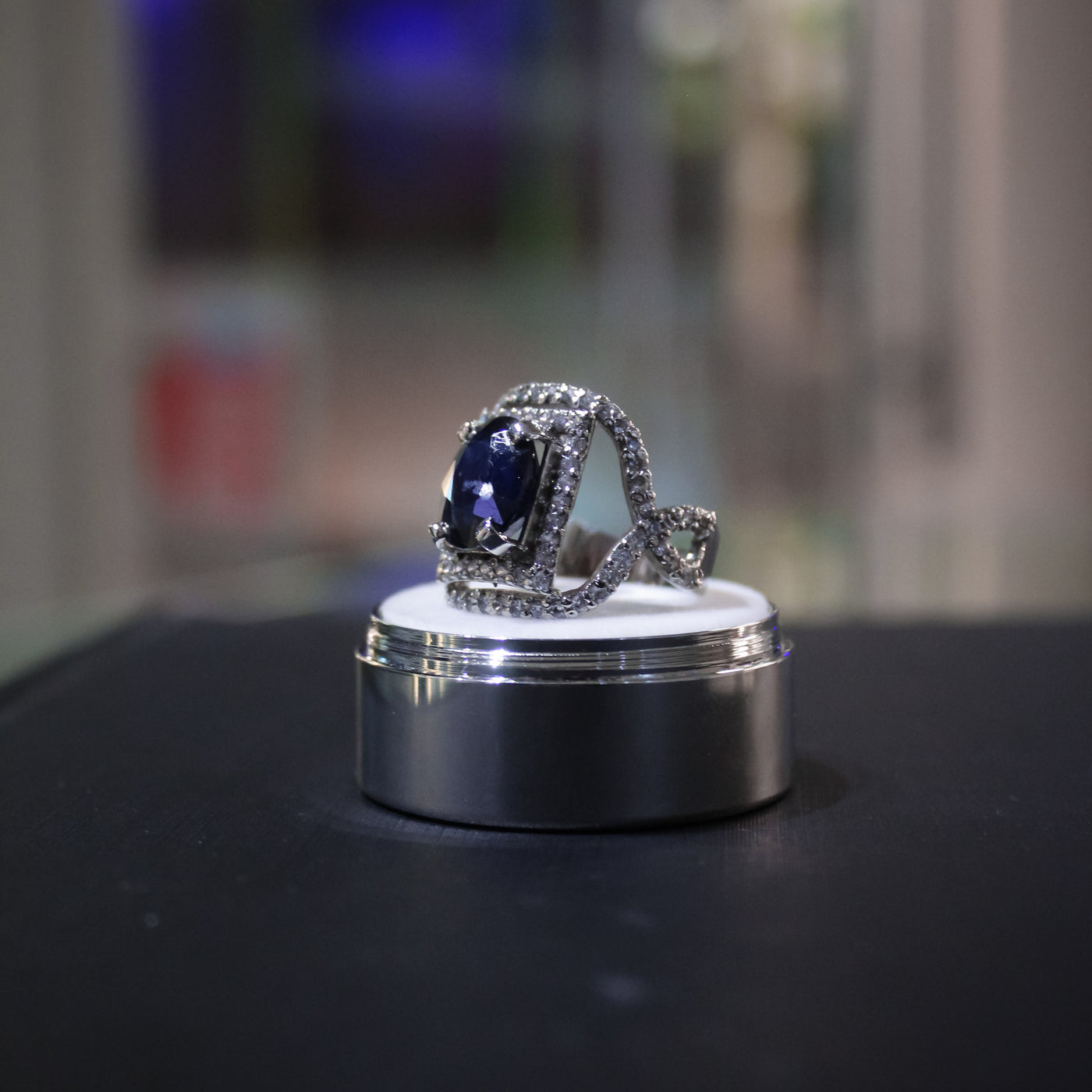 Buy  Blue Sapphire ( Good Quailty 925 Pure Silver  Female Ring) (8 carats )