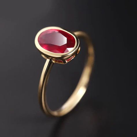 Natural Ruby in Silver with Gold Coating Ring ( 8 Carats )