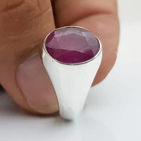 Buy natural South African (Very Good quality) Ruby 10 karat in male silver ring