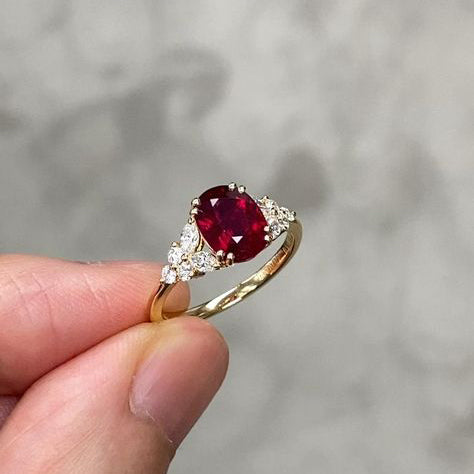 Buy Natural Ruby Ring (9 Carats)( Grade one) in dedicated female silver ring with yellow gold coating