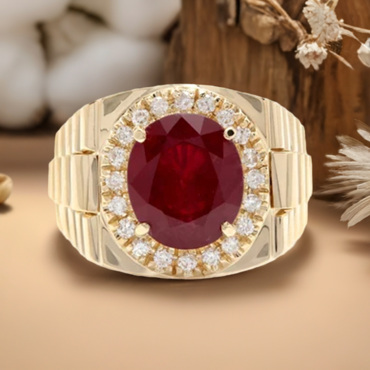 10-Carat South African Premium Ruby Ring in 925 Silver Rado Design