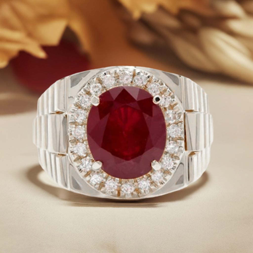 10-Carat South African Premium Ruby Ring in 925 Silver Rado Design