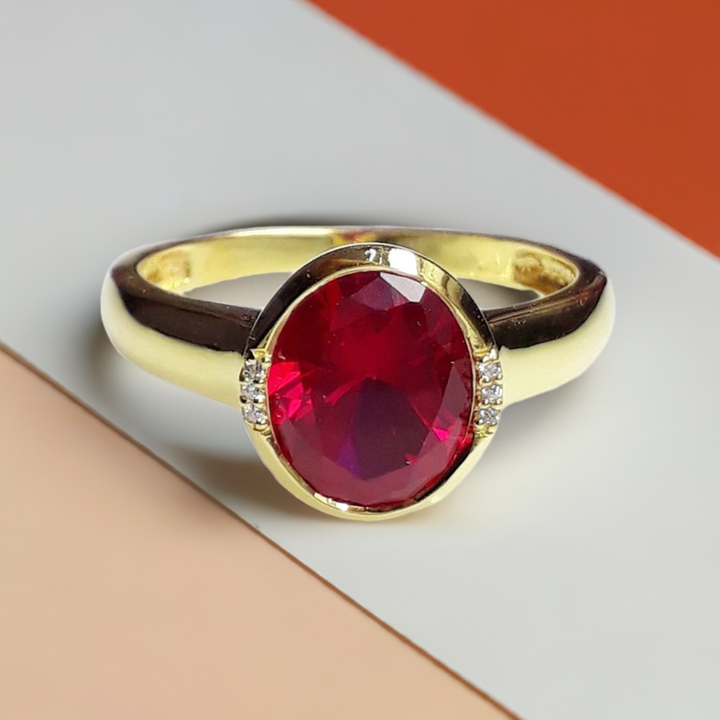 Buy beautiful Ruby female Ring in 925 sterling silver with gold coating 9carats