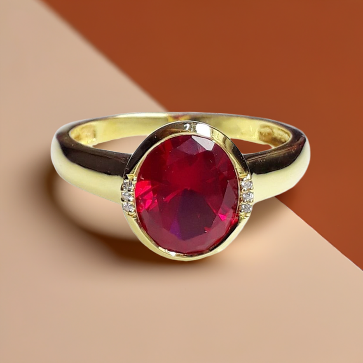 Buy beautiful Ruby female Ring in 925 sterling silver with gold coating 9carats