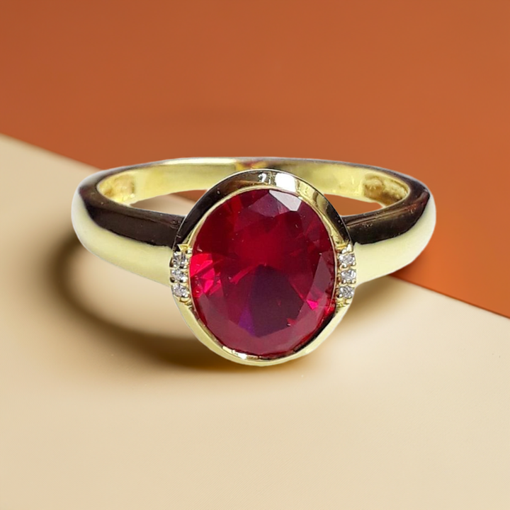 Buy beautiful Ruby female Ring in 925 sterling silver with gold coating 9carats