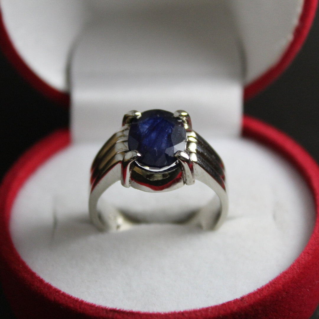 Blue Sapphire 8carats (Grade 3) (Silver ring Unisex)