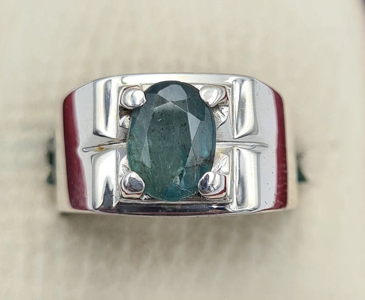 AstroGems Natural 5-Carat Zambian Emerald Ring - Sterling Silver