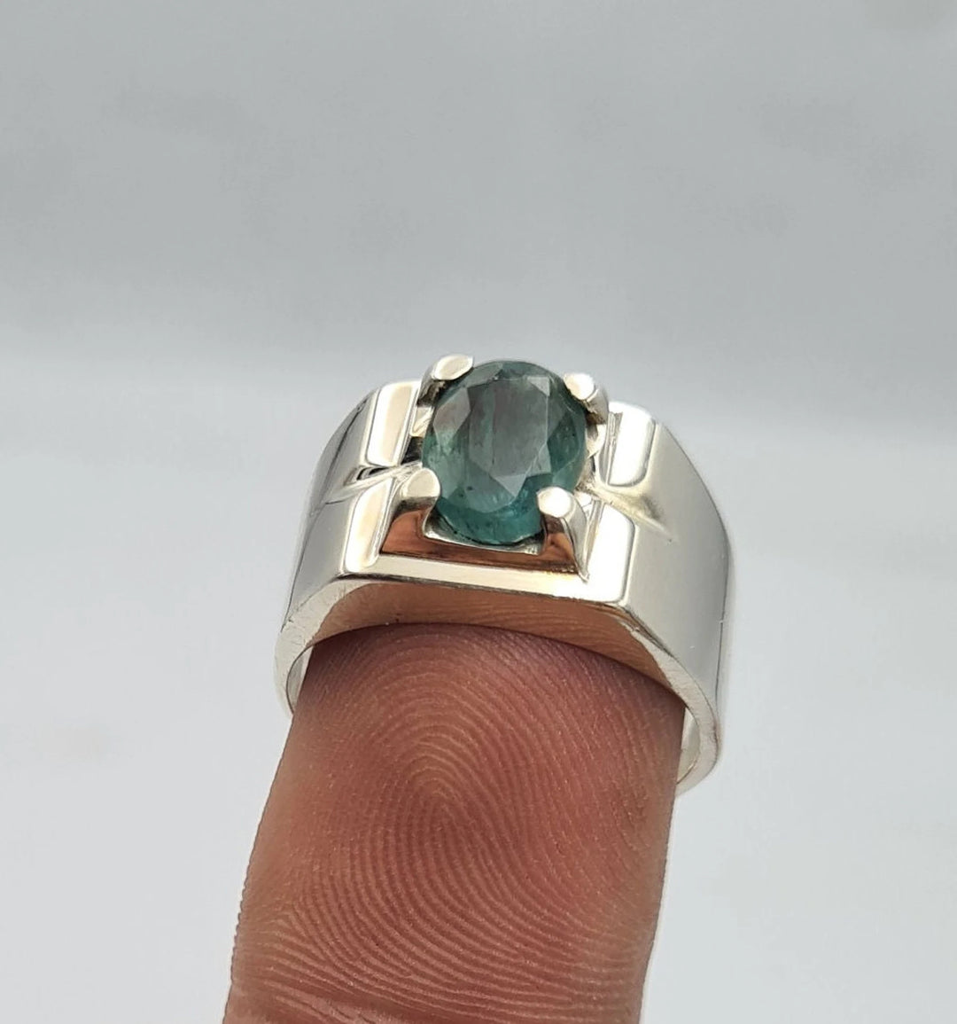 AstroGems Natural 5-Carat Zambian Emerald Ring - Sterling Silver