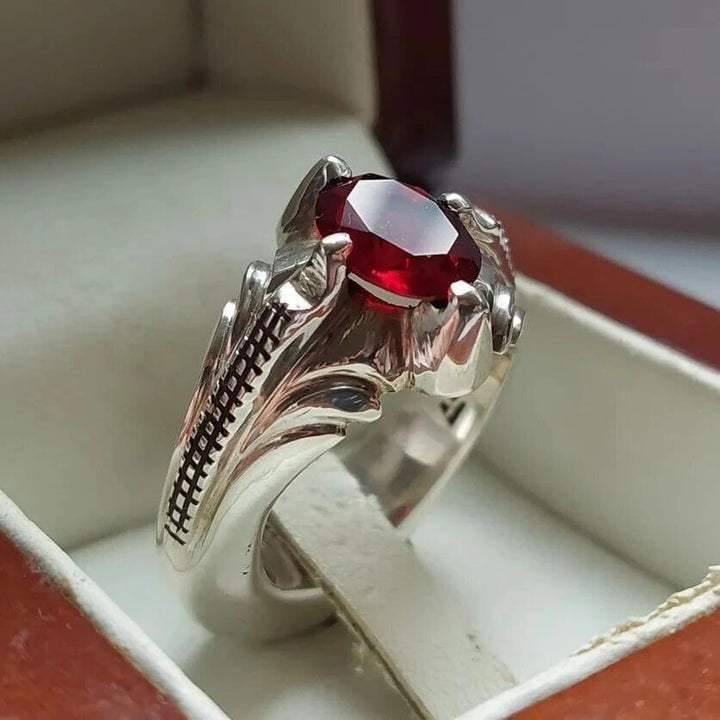 Exquisite 8-Carat Red African Ruby Silver Ring