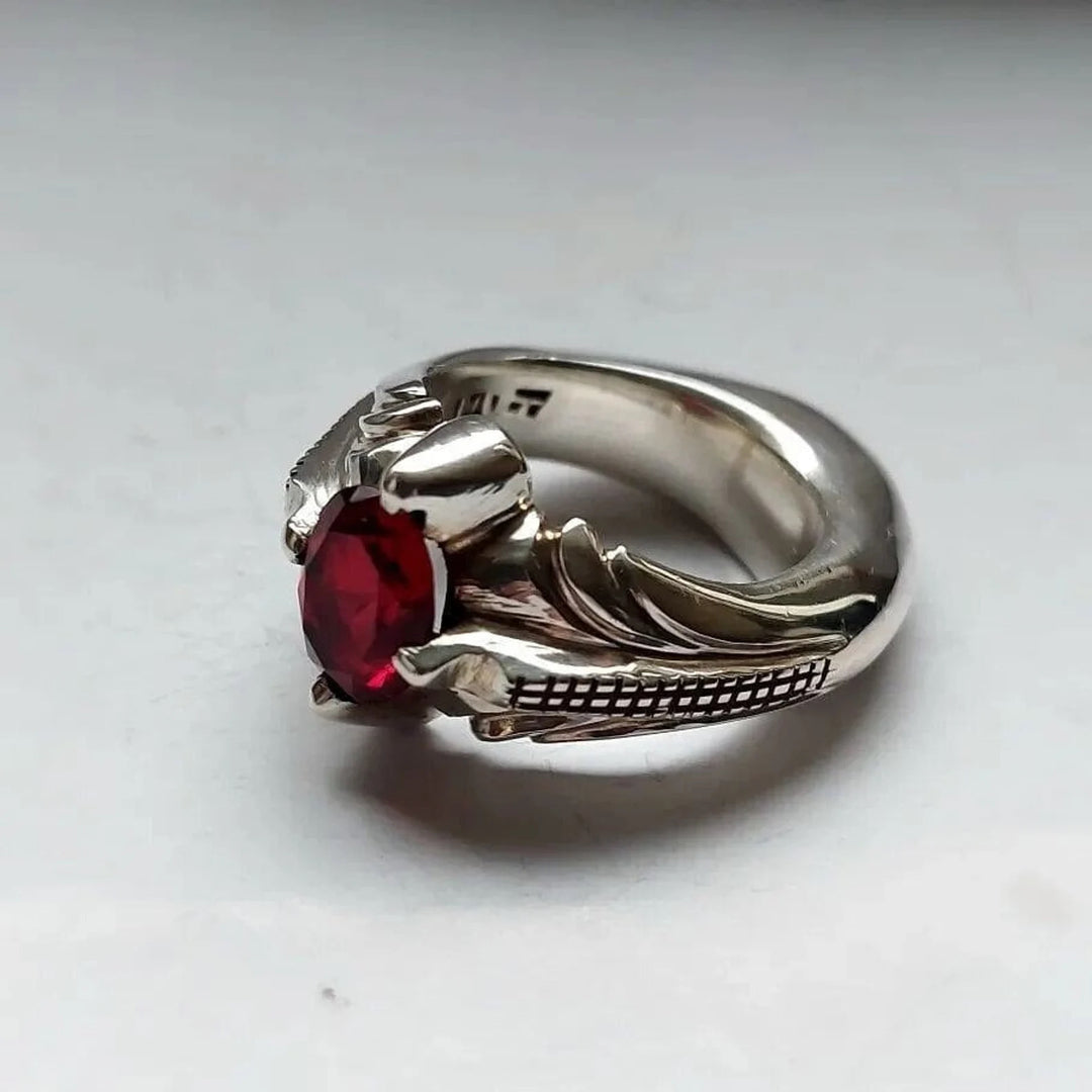 Exquisite 8-Carat Red African Ruby Silver Ring