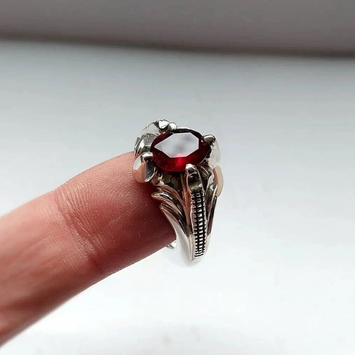 Exquisite 8-Carat Red African Ruby Silver Ring