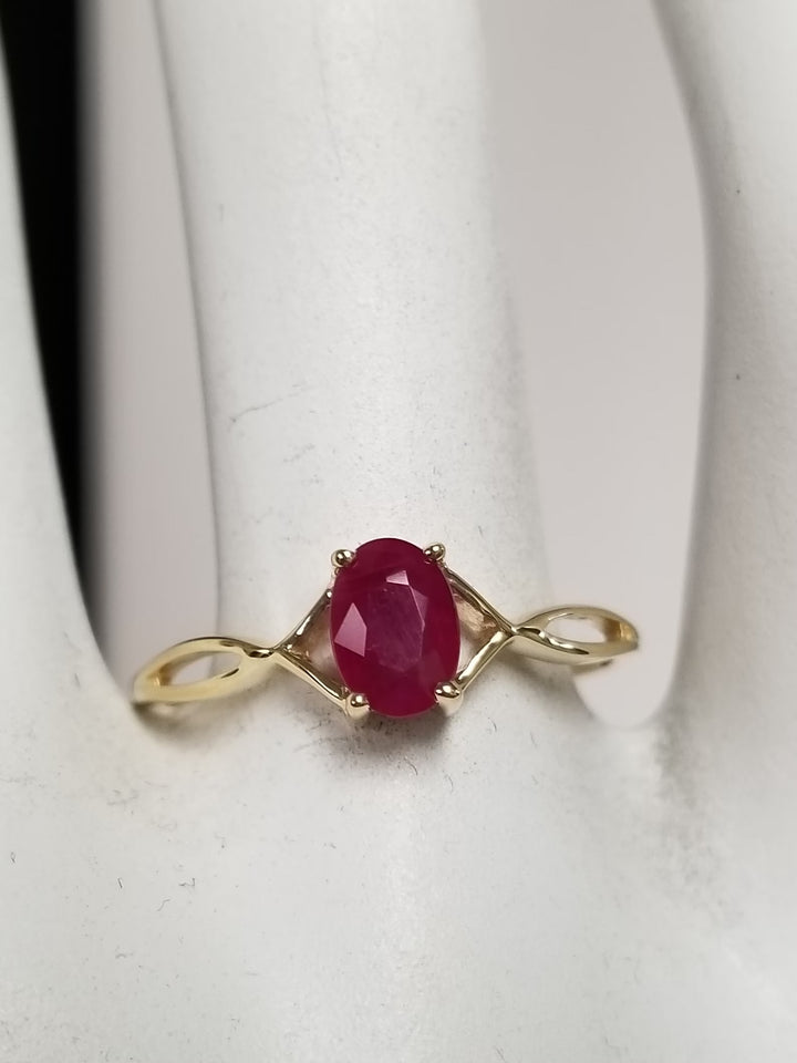 Natural Ruby Ring ( Grade 1 ) silver with yellow gold coating,