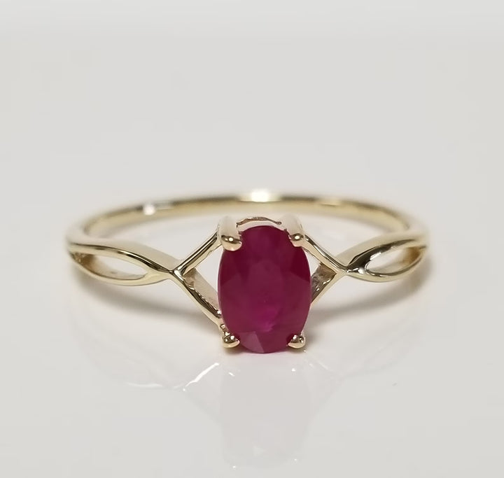 Natural Ruby Ring ( Grade 1 ) silver with yellow gold coating,