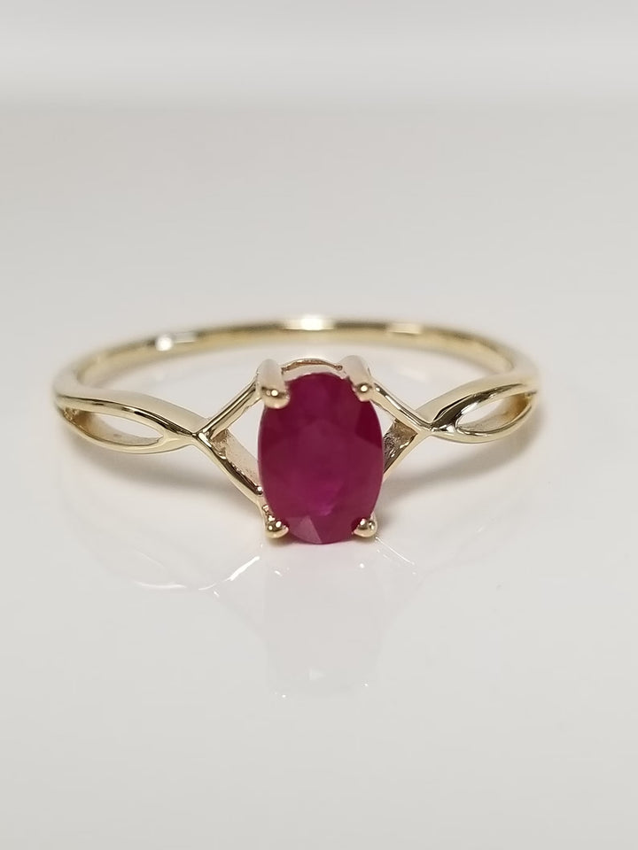 Natural Ruby Ring ( Grade 1 ) silver with yellow gold coating,