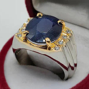 10 Carat Natural Blue Sapphire in Silver 925 Ring (Grade 1)