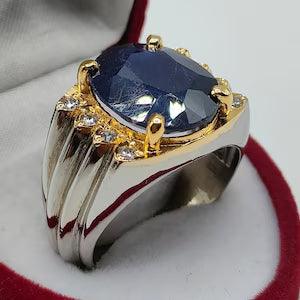 10 Carat Natural Blue Sapphire in Silver 925 Ring (Grade 1)