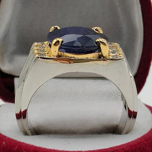 10 Carat Natural Blue Sapphire in Silver 925 Ring (Grade 1)