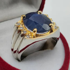 10 Carat Natural Blue Sapphire in Silver 925 Ring (Grade 1)