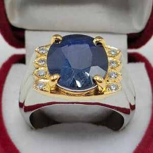 10 Carat Natural Blue Sapphire in Silver 925 Ring (Grade 1)