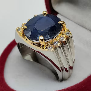 10 Carat Natural Blue Sapphire in Silver 925 Ring (Grade 1)