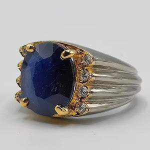 10 Carat Natural Blue Sapphire in Silver 925 Ring (Grade 1)