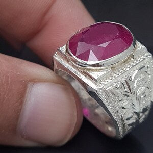 Buy 10 Carats Ruby Silver Ring (Grade 1)