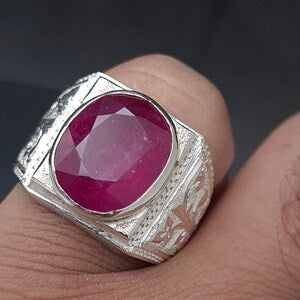 Buy 10 Carats Ruby Silver Ring (Grade 1)