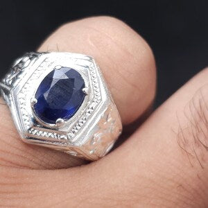 10 Carat Natural Blue Sapphire in Silver 925 Ring (Grade 1)