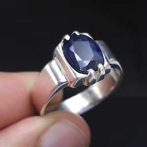 8 Carat Natural Blue Sapphire in Silver 925 Ring (Grade 1)