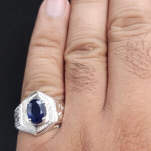 10 Carat Natural Blue Sapphire in Silver 925 Ring (Grade 1)