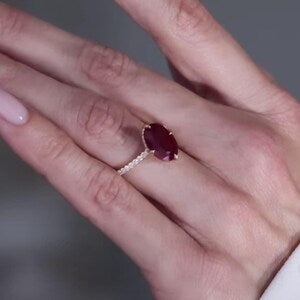 10 Carat Natural Ruby Ring in Gold Plated Silver - Grade 1