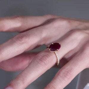 10 Carat Natural Ruby Ring in Gold Plated Silver - Grade 1