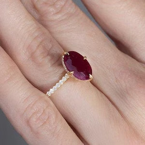 10 Carat Natural Ruby Ring in Gold Plated Silver - Grade 1