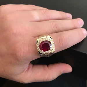 10-Carat South African Premium Ruby Ring in 925 Silver Rado Design