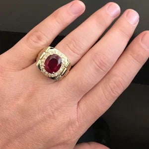 10-Carat South African Premium Ruby Ring in 925 Silver Rado Design