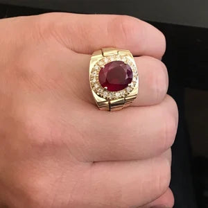 10-Carat South African Premium Ruby Ring in 925 Silver Rado Design