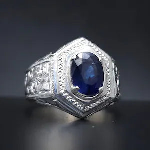 10 Carat Natural Blue Sapphire in Silver 925 Ring (Grade 1)